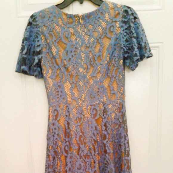 dress- Anthropologie Moulinette Soeurs Genevieve Dress Size 0/XS Blue Lace - Picture 6 of 9